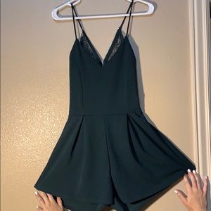 Olive green backless summer romper